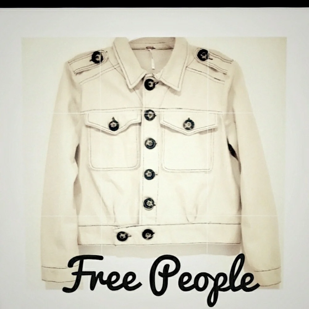 Free People Women's Eisenhower Ivory Denim Jacket - Picture 7 of 7